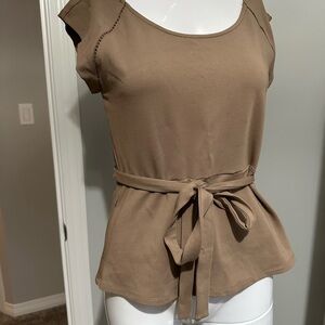 RW&CO. Tan Belted Women's Blouse